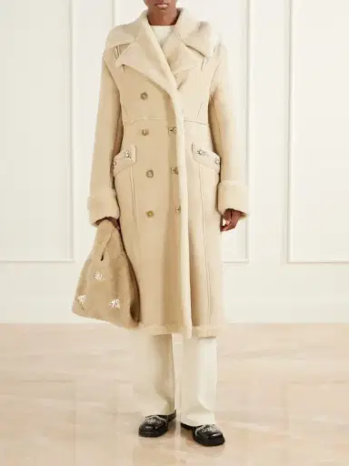 Simone Rocha Embellished Double-breasted Shearling Coat | Thumbnail 2 Simone Rocha Embellished Double-breasted Shearling Coat | Thumbnail 2