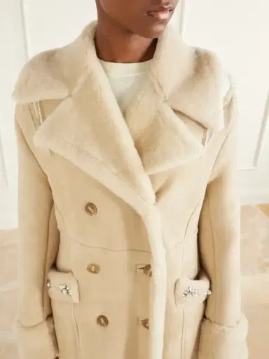 Simone Rocha Embellished Double-breasted Shearling Coat | Thumbnail 4 Simone Rocha Embellished Double-breasted Shearling Coat | Thumbnail 4