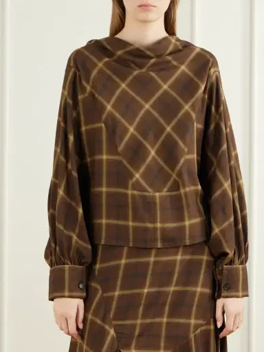 Co Draped Checked Crepe Shirt | Thumbnail 3 Co Draped Checked Crepe Shirt | Thumbnail 3
