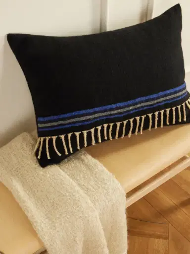 The House of Lyria Abisso Fringed Striped Cashmere, Silk And Wool-blend Cushion | Thumbnail 2 The House of Lyria Abisso Fringed Striped Cashmere, Silk And Wool-blend Cushion | Thumbnail 2