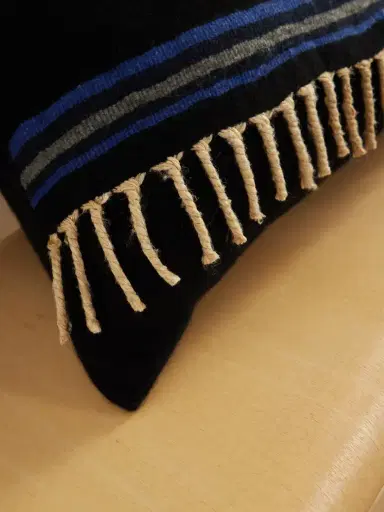 The House of Lyria Abisso Fringed Striped Cashmere, Silk And Wool-blend Cushion | Thumbnail 3 The House of Lyria Abisso Fringed Striped Cashmere, Silk And Wool-blend Cushion | Thumbnail 3
