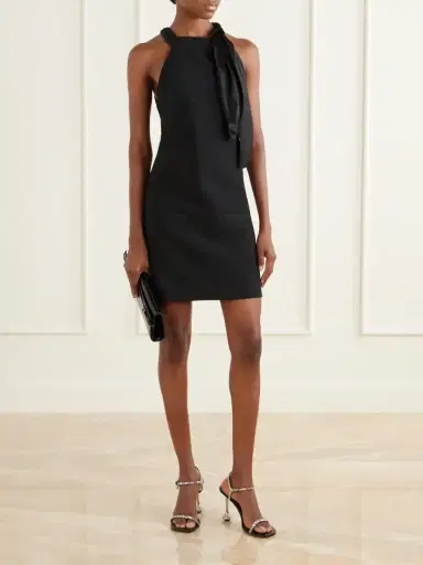 Courrèges Tie-detailed Logo-embroidered Crepe Mini Dress | Thumbnail 2 Courrèges Tie-detailed Logo-embroidered Crepe Mini Dress | Thumbnail 2
