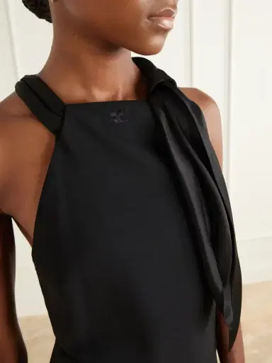 Courrèges Tie-detailed Logo-embroidered Crepe Mini Dress | Thumbnail 4 Courrèges Tie-detailed Logo-embroidered Crepe Mini Dress | Thumbnail 4