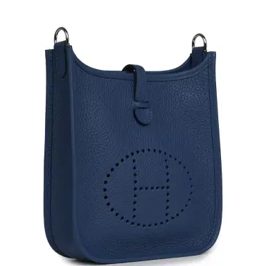 HERMÈS Hermes Evelyne TPM Bleu Tie Clemence Palladium Hardware | Thumbnail 2 HERMÈS Hermes Evelyne TPM Bleu Tie Clemence Palladium Hardware | Thumbnail 2