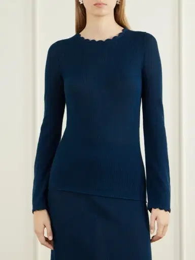 ESCVDO Bernabe Scalloped Ribbed Cotton Sweater | Thumbnail 3 ESCVDO Bernabe Scalloped Ribbed Cotton Sweater | Thumbnail 3