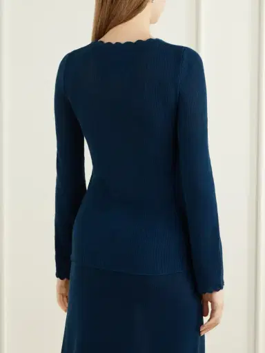ESCVDO Bernabe Scalloped Ribbed Cotton Sweater | Thumbnail 4 ESCVDO Bernabe Scalloped Ribbed Cotton Sweater | Thumbnail 4