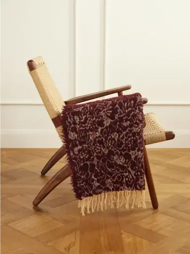 The House of Lyria Malghe Fringed Floral-jacquard Wool-blend Throw | Thumbnail 1 The House of Lyria Malghe Fringed Floral-jacquard Wool-blend Throw | Thumbnail 1
