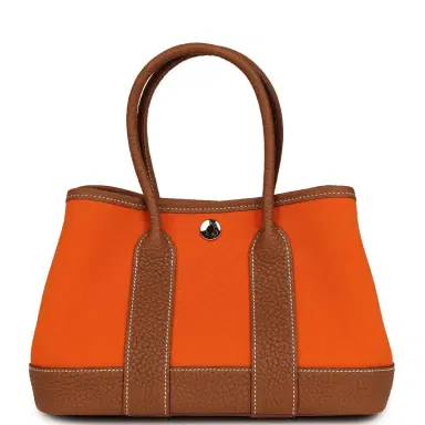 HERMÈS Hermes Garden Party Neo 23 Feu Toile Officier, Gold Negonda Palladium Hardware | Thumbnail 1 HERMÈS Hermes Garden Party Neo 23 Feu Toile Officier, Gold Negonda Palladium Hardware | Thumbnail 1