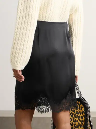 Stella McCartney + Net Sustain Lace-trimmed Satin Skirt | Thumbnail 3 Stella McCartney + Net Sustain Lace-trimmed Satin Skirt | Thumbnail 3