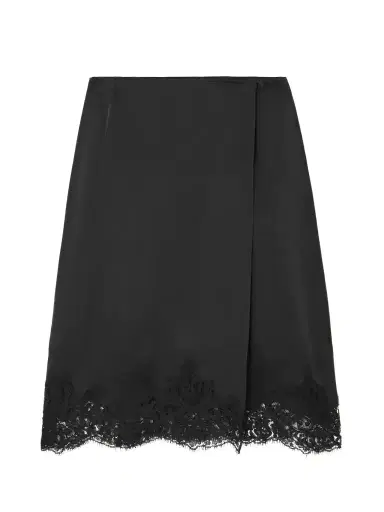 Stella McCartney + Net Sustain Lace-trimmed Satin Skirt | Thumbnail 1 Stella McCartney + Net Sustain Lace-trimmed Satin Skirt | Thumbnail 1