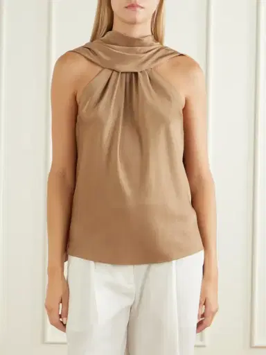 Simkhai Scarlett Gathered Satin Cape Top | Thumbnail 3 Simkhai Scarlett Gathered Satin Cape Top | Thumbnail 3