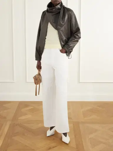 Loewe Scarf-detailed Leather Jacket | Thumbnail 2 Loewe Scarf-detailed Leather Jacket | Thumbnail 2
