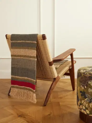 The House of Lyria Xoroi Fringed Striped Jute-blend Throw | Thumbnail 2 The House of Lyria Xoroi Fringed Striped Jute-blend Throw | Thumbnail 2