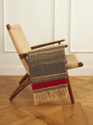 The House of Lyria Xoroi Fringed Striped Jute-blend Throw | Thumbnail 1 The House of Lyria Xoroi Fringed Striped Jute-blend Throw | Thumbnail 1
