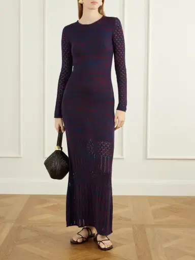 ESCVDO Murga Open-back Crocheted Striped Cotton Midi Dress | Thumbnail 2 ESCVDO Murga Open-back Crocheted Striped Cotton Midi Dress | Thumbnail 2