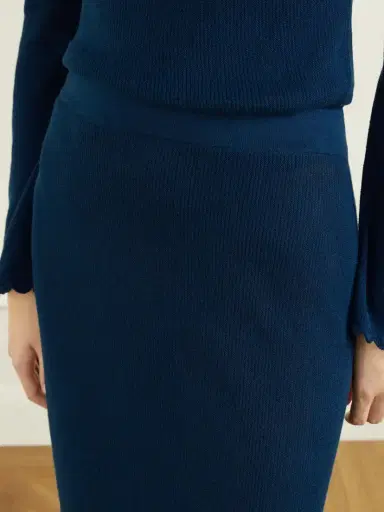 ESCVDO Bernabe Scalloped Ribbed Cotton Midi Skirt | Thumbnail 5 ESCVDO Bernabe Scalloped Ribbed Cotton Midi Skirt | Thumbnail 5