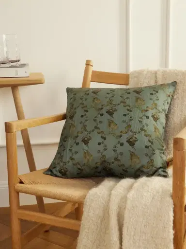 The House of Lyria Godolia Floral-print Metallic Woven Cushion | Thumbnail 2 The House of Lyria Godolia Floral-print Metallic Woven Cushion | Thumbnail 2