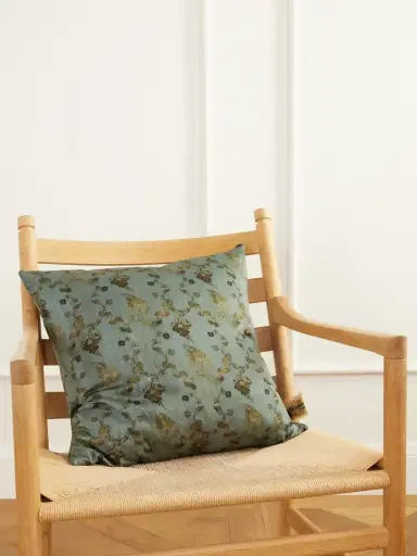 The House of Lyria Godolia Floral-print Metallic Woven Cushion | Thumbnail 1 The House of Lyria Godolia Floral-print Metallic Woven Cushion | Thumbnail 1
