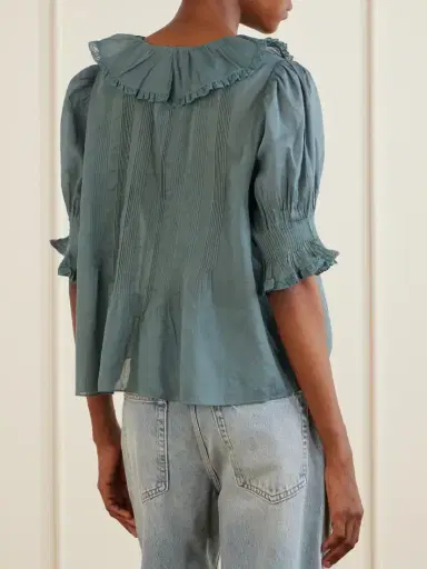 DÔEN Henri Lace-trimmed Organic Cotton Blouse | Thumbnail 4 DÔEN Henri Lace-trimmed Organic Cotton Blouse | Thumbnail 4