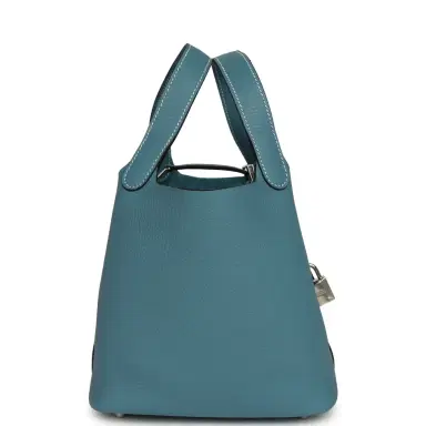 HERMÈS Hermes Picotin Lock 18 Blue Jean Clemence Palladium Hardware | Thumbnail 3 HERMÈS Hermes Picotin Lock 18 Blue Jean Clemence Palladium Hardware | Thumbnail 3