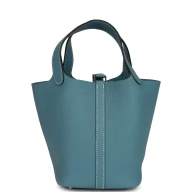 HERMÈS Hermes Picotin Lock 18 Blue Jean Clemence Palladium Hardware | Thumbnail 4 HERMÈS Hermes Picotin Lock 18 Blue Jean Clemence Palladium Hardware | Thumbnail 4