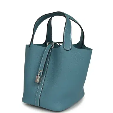 HERMÈS Hermes Picotin Lock 18 Blue Jean Clemence Palladium Hardware | Thumbnail 5 HERMÈS Hermes Picotin Lock 18 Blue Jean Clemence Palladium Hardware | Thumbnail 5