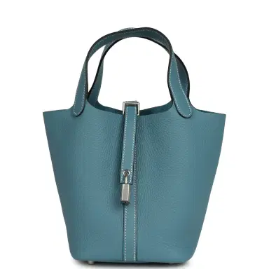 HERMÈS Hermes Picotin Lock 18 Blue Jean Clemence Palladium Hardware | Thumbnail 1 HERMÈS Hermes Picotin Lock 18 Blue Jean Clemence Palladium Hardware | Thumbnail 1