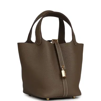 HERMÈS Hermes Picotin Lock 18 Etoupe Clemence Gold Hardware | Thumbnail 2 HERMÈS Hermes Picotin Lock 18 Etoupe Clemence Gold Hardware | Thumbnail 2