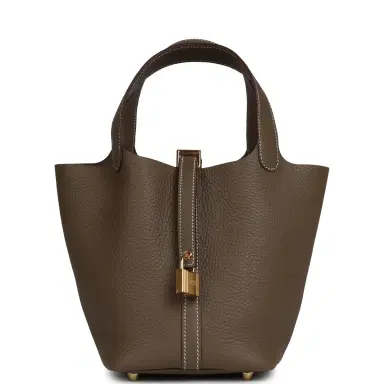 HERMÈS Hermes Picotin Lock 18 Etoupe Clemence Gold Hardware | Thumbnail 1 HERMÈS Hermes Picotin Lock 18 Etoupe Clemence Gold Hardware | Thumbnail 1
