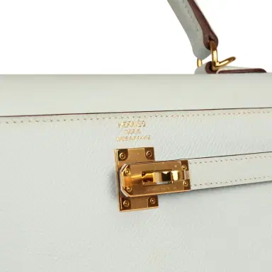 HERMÈS Pre-owned Hermes Kelly Sellier 25 Bleu Brume Epsom Gold Hardware | Thumbnail 7 HERMÈS Pre-owned Hermes Kelly Sellier 25 Bleu Brume Epsom Gold Hardware | Thumbnail 7