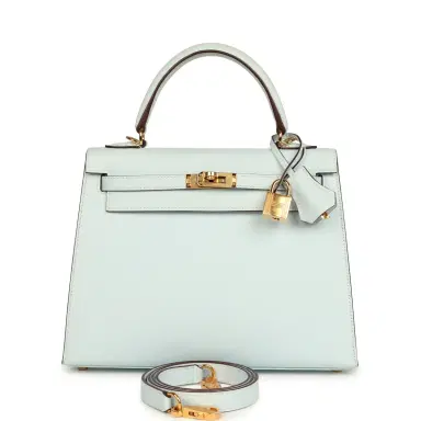 HERMÈS Pre-owned Hermes Kelly Sellier 25 Bleu Brume Epsom Gold Hardware | Thumbnail 1 HERMÈS Pre-owned Hermes Kelly Sellier 25 Bleu Brume Epsom Gold Hardware | Thumbnail 1