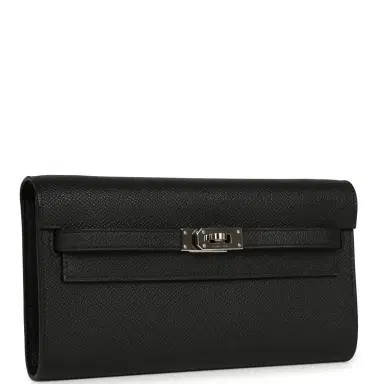 HERMÈS Pre-owned Hermes Kelly Wallet To Go Black Epsom Palladium Hardware | Thumbnail 2 HERMÈS Pre-owned Hermes Kelly Wallet To Go Black Epsom Palladium Hardware | Thumbnail 2