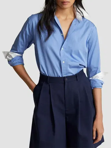 Polo Ralph Lauren Women's Relaxed Fit Cotton Shirt - Chopin Blue | Thumbnail 3 Polo Ralph Lauren Women's Relaxed Fit Cotton Shirt - Chopin Blue | Thumbnail 3