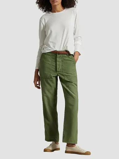 Polo Ralph Lauren Women's The Ricky Cotton Sateen Straight-Leg Pants - Olive | Thumbnail 2 Polo Ralph Lauren Women's The Ricky Cotton Sateen Straight-Leg Pants - Olive | Thumbnail 2