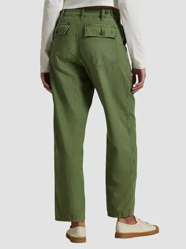 Polo Ralph Lauren Women's The Ricky Cotton Sateen Straight-Leg Pants - Olive | Thumbnail 4 Polo Ralph Lauren Women's The Ricky Cotton Sateen Straight-Leg Pants - Olive | Thumbnail 4