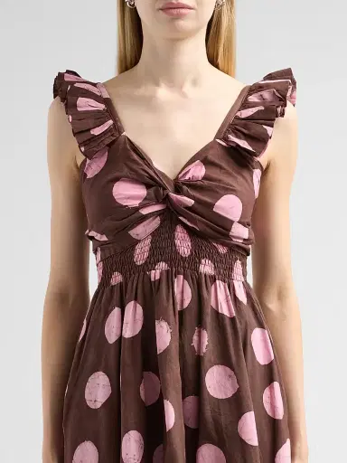 Elisamama Women's Ibukun Polka Dot Midi Dress - Mocha Polka Dot - Size XL | Thumbnail 5 Elisamama Women's Ibukun Polka Dot Midi Dress - Mocha Polka Dot - Size XL | Thumbnail 5