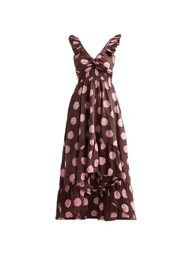 Elisamama Women's Ibukun Polka Dot Midi Dress - Mocha Polka Dot - Size XL | Thumbnail 1 Elisamama Women's Ibukun Polka Dot Midi Dress - Mocha Polka Dot - Size XL | Thumbnail 1