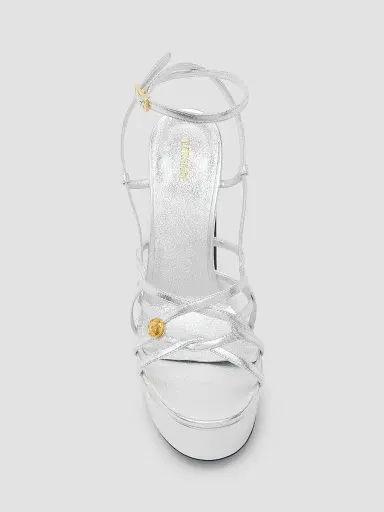 Versace Women's Medusa 140MM Leather Platform Sandals | Thumbnail 4 Versace Women's Medusa 140MM Leather Platform Sandals | Thumbnail 4