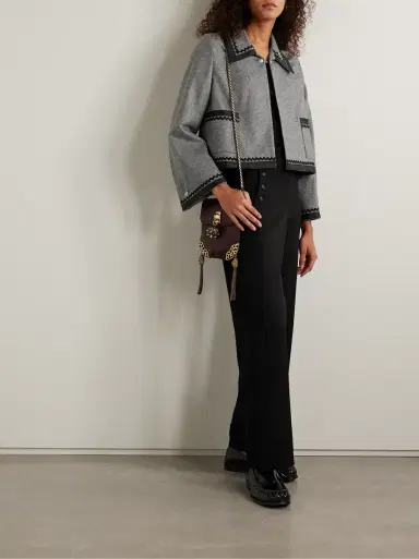 BODE Dovecote cropped cotton twill-trimmed wool-twill jacket | Thumbnail 2 BODE Dovecote cropped cotton twill-trimmed wool-twill jacket | Thumbnail 2