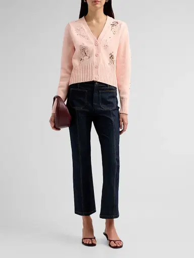 Cinq à Sept Women's Love Letter Floral Cardigan - Soft Pink | Thumbnail 2 Cinq à Sept Women's Love Letter Floral Cardigan - Soft Pink | Thumbnail 2