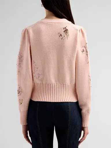 Cinq à Sept Women's Love Letter Floral Cardigan - Soft Pink | Thumbnail 3 Cinq à Sept Women's Love Letter Floral Cardigan - Soft Pink | Thumbnail 3