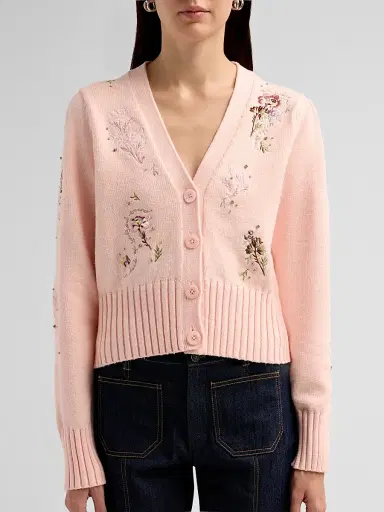 Cinq à Sept Women's Love Letter Floral Cardigan - Soft Pink | Thumbnail 5 Cinq à Sept Women's Love Letter Floral Cardigan - Soft Pink | Thumbnail 5