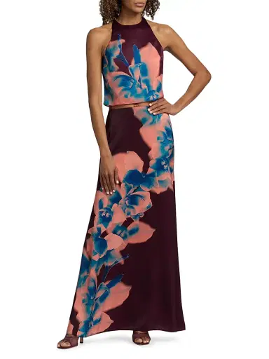 Misa Los Angeles Women's Jazz Floral Maxi Skirt - Cerulean Orchid | Thumbnail 2 Misa Los Angeles Women's Jazz Floral Maxi Skirt - Cerulean Orchid | Thumbnail 2