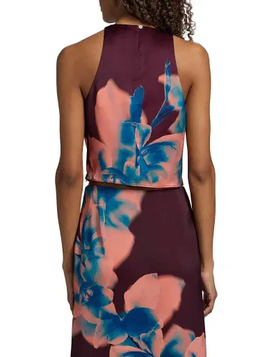 Misa Los Angeles Women's Kisha Floral Crop Halter Top - Cerulean Orchid | Thumbnail 5 Misa Los Angeles Women's Kisha Floral Crop Halter Top - Cerulean Orchid | Thumbnail 5