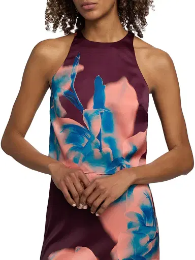 Misa Los Angeles Women's Kisha Floral Crop Halter Top - Cerulean Orchid | Thumbnail 6 Misa Los Angeles Women's Kisha Floral Crop Halter Top - Cerulean Orchid | Thumbnail 6