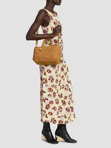 Rabanne Women's Suede-Cotton Top Handle Bag - Camel Gold | Thumbnail 2 Rabanne Women's Suede-Cotton Top Handle Bag - Camel Gold | Thumbnail 2