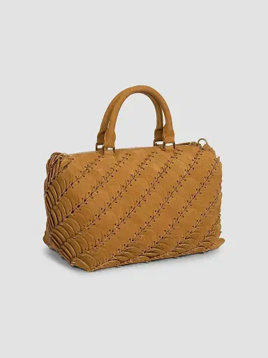 Rabanne Women's Suede-Cotton Top Handle Bag - Camel Gold | Thumbnail 5 Rabanne Women's Suede-Cotton Top Handle Bag - Camel Gold | Thumbnail 5