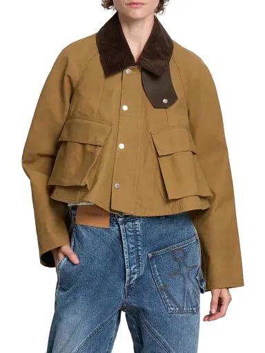 JW Anderson Women's Contrast-Collar Cotton Barn Jacket | Thumbnail 3 JW Anderson Women's Contrast-Collar Cotton Barn Jacket | Thumbnail 3