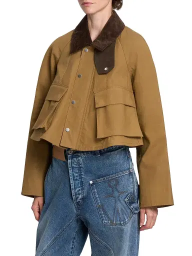 JW Anderson Women's Contrast-Collar Cotton Barn Jacket | Thumbnail 4 JW Anderson Women's Contrast-Collar Cotton Barn Jacket | Thumbnail 4