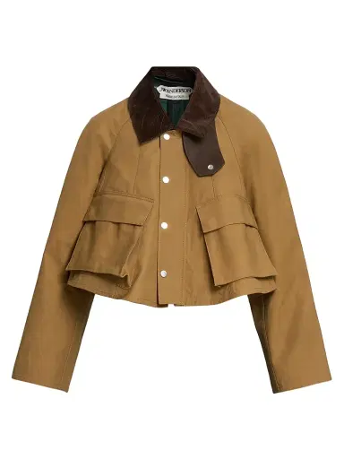 JW Anderson Women's Contrast-Collar Cotton Barn Jacket | Thumbnail 1 JW Anderson Women's Contrast-Collar Cotton Barn Jacket | Thumbnail 1